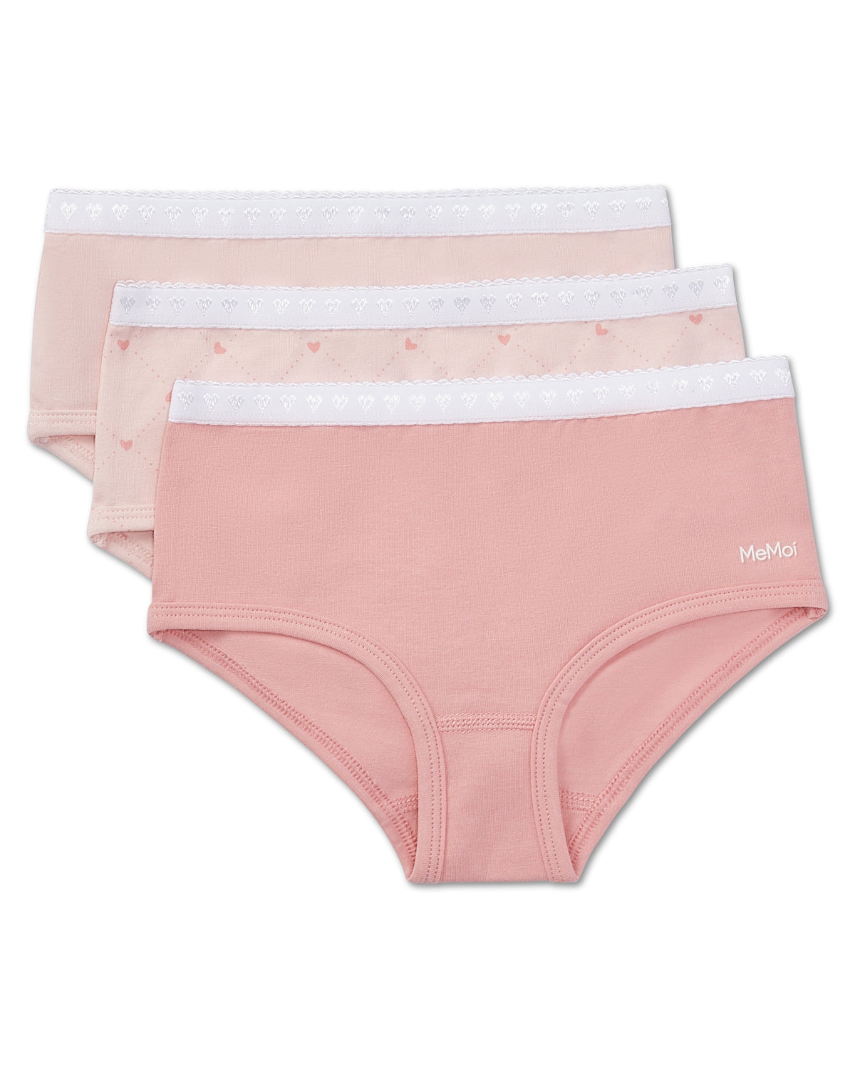 Girls' 3 Pair Pack Diamond Heart Multi Briefs : Color: Pink Multi