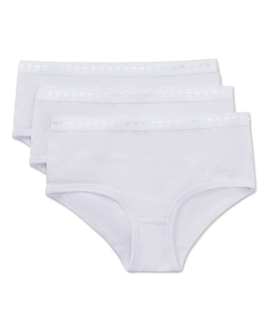 Girls' 3 Pair Pack Solid Briefs : Color: White-White-White