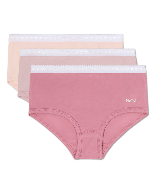 Girls' 3 Pair Pack Solid Chromatic Rose Briefs : Color: Pink Mix