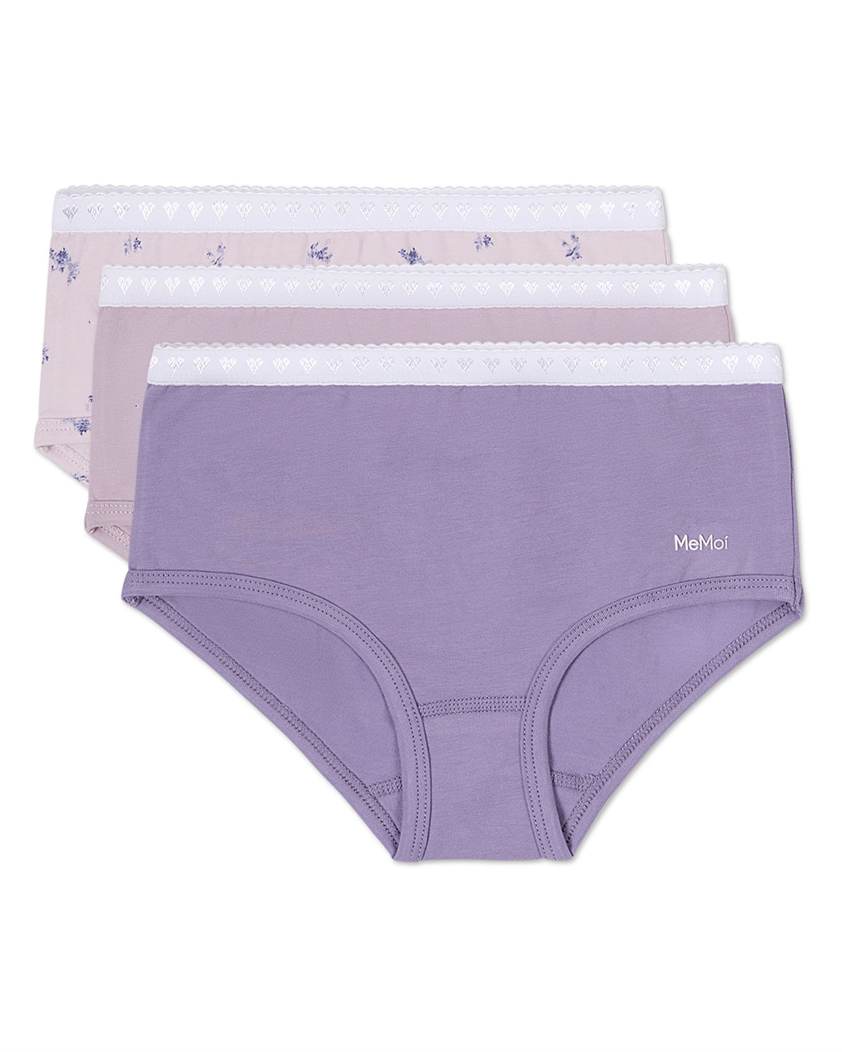 Girls' 3 Pair Pack Lovely Lavender Floral Briefs : Color: Purple Multi