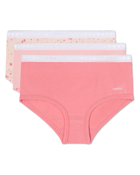 Girl's 3 Pair Pack Starry Briefs : Color: Pink Multi