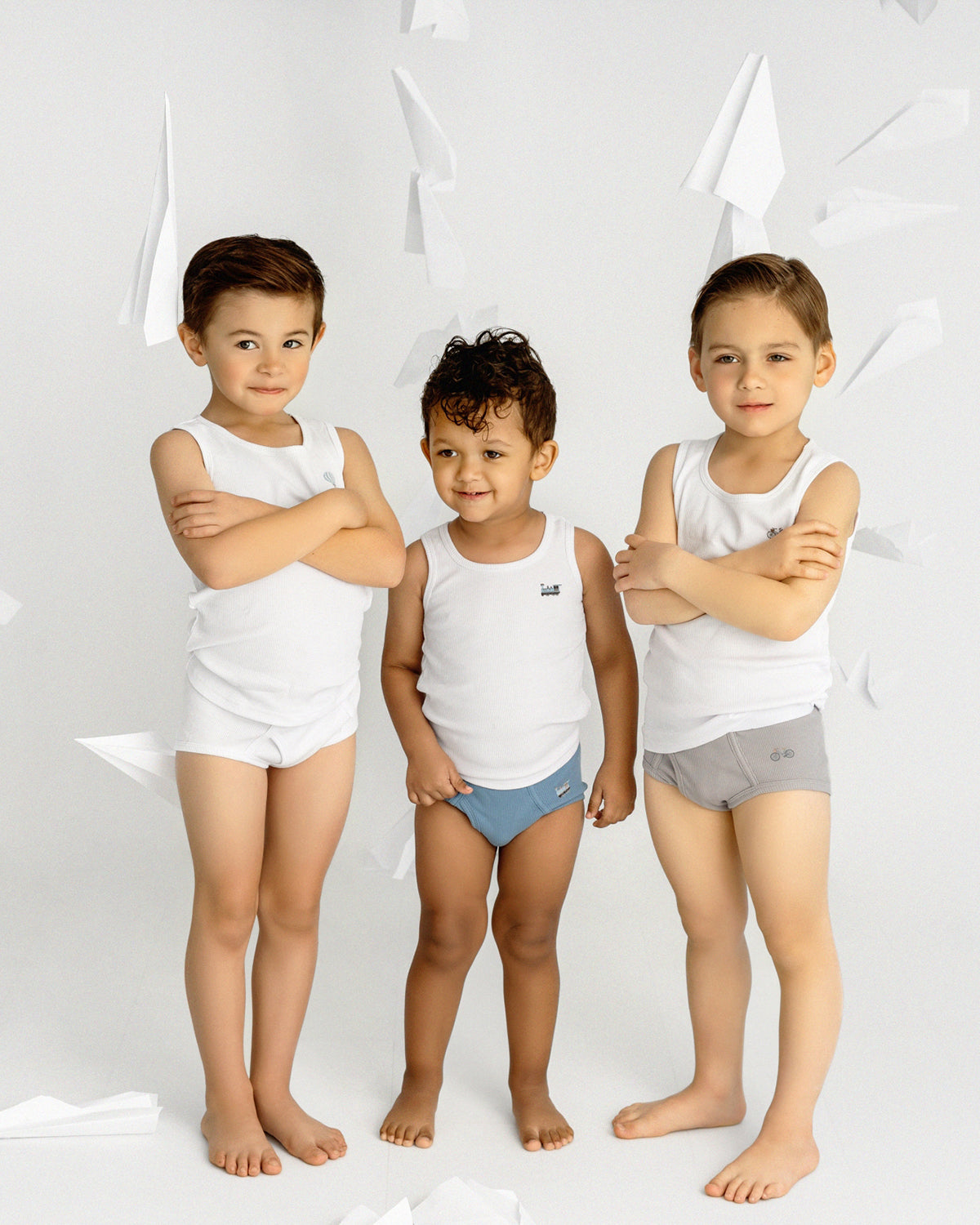 Boys' 3 Pair Pack Ribbed On The Move Tank Top : Color: White