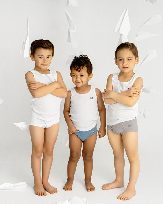 Boys' 3 Pair Pack Ribbed On The Move Tank Top : Color: White