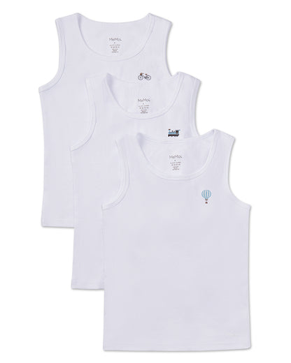 Boys' 3 Pair Pack Ribbed On The Move Tank Top : Color: White