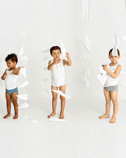 Boys' 3 Pair Pack On The Move Ribbed Briefs : Color: Gray-White-Blue