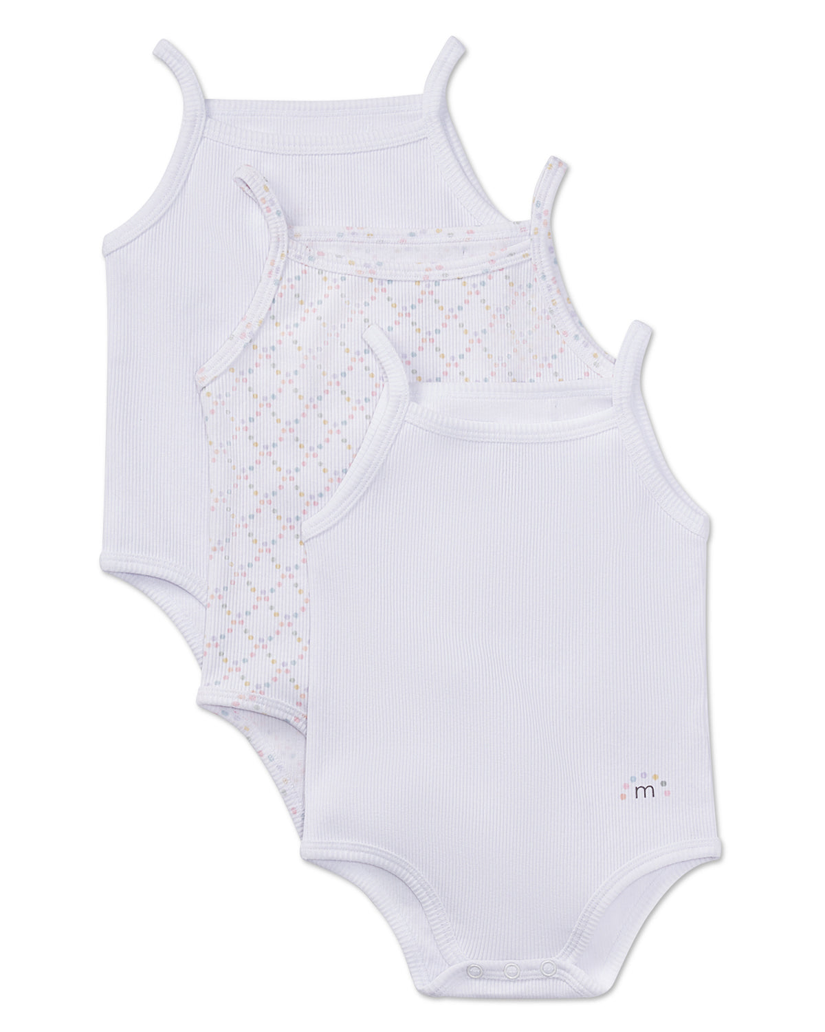 3 Pair Pack Baby and Toddler Cotton Rich Ribbed and Dot Pattern Bodysuits : Color: Pink Multi