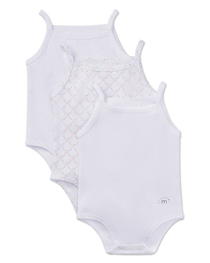 3 Pair Pack Baby and Toddler Cotton Rich Ribbed and Dot Pattern Bodysuits : Color: Pink Multi