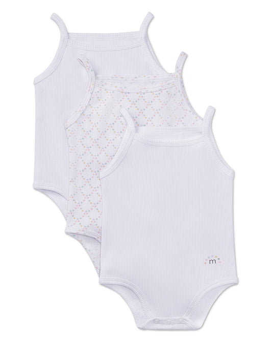 3 Pair Pack Baby and Toddler Cotton Rich Ribbed and Dot Pattern Bodysuits : Color: Pink Multi