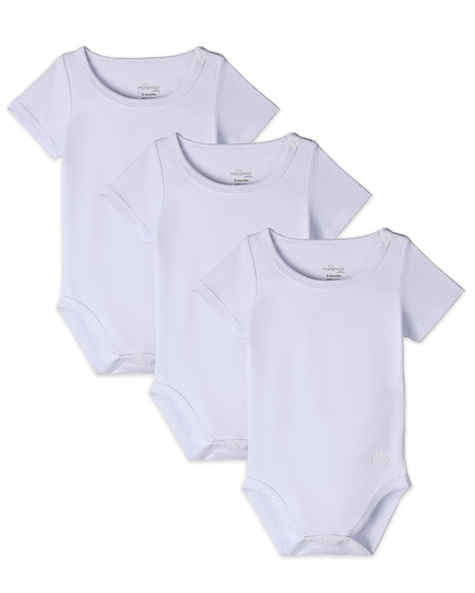 3 Pack Unisex Baby and Toddler Cotton Rich Solid White Short Sleeve Bodysuits : Color: White-White-White