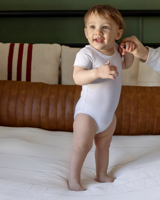 3 Pack Unisex Baby and Toddler Cotton Rich Solid White Short Sleeve Bodysuits