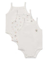 3 Pair Baby Girls Combed Cotton Ditsy Floral Bodysuits : Color: Winter White Multi