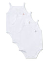 3 Pair Baby and Toddler Girls Combed Cotton Blend Floral Embroidered Bodysuits : Color: White-White-White