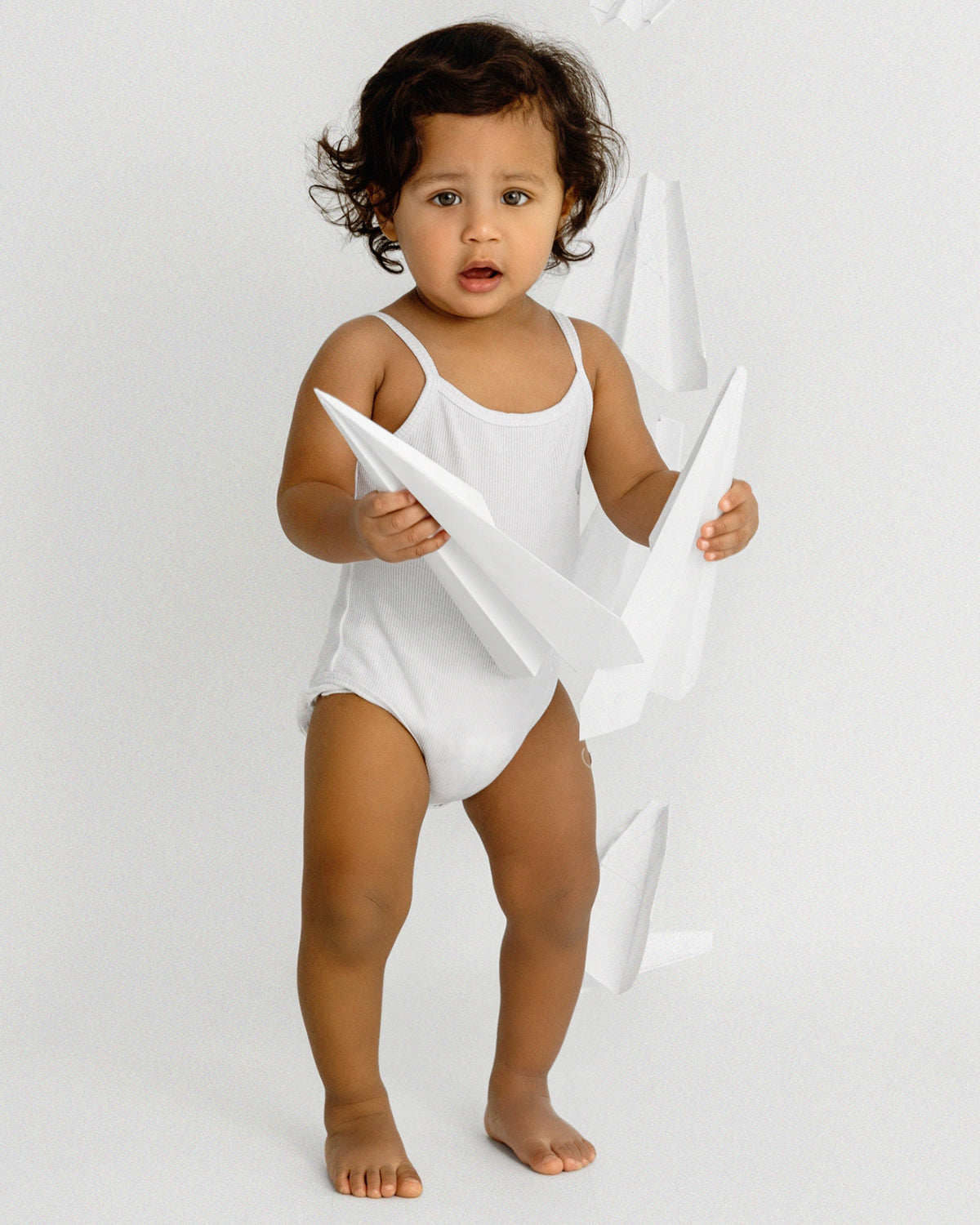 Ribbed On The Move Bodysuits : Color: White-White-White