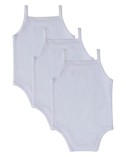 3 Pack Unisex Baby Cotton / Modal Tag-Free Solid White Bodysuits