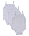3 Pack Baby Cotton / Modal Bodysuits - Petite Leaves, Stripes, Solid