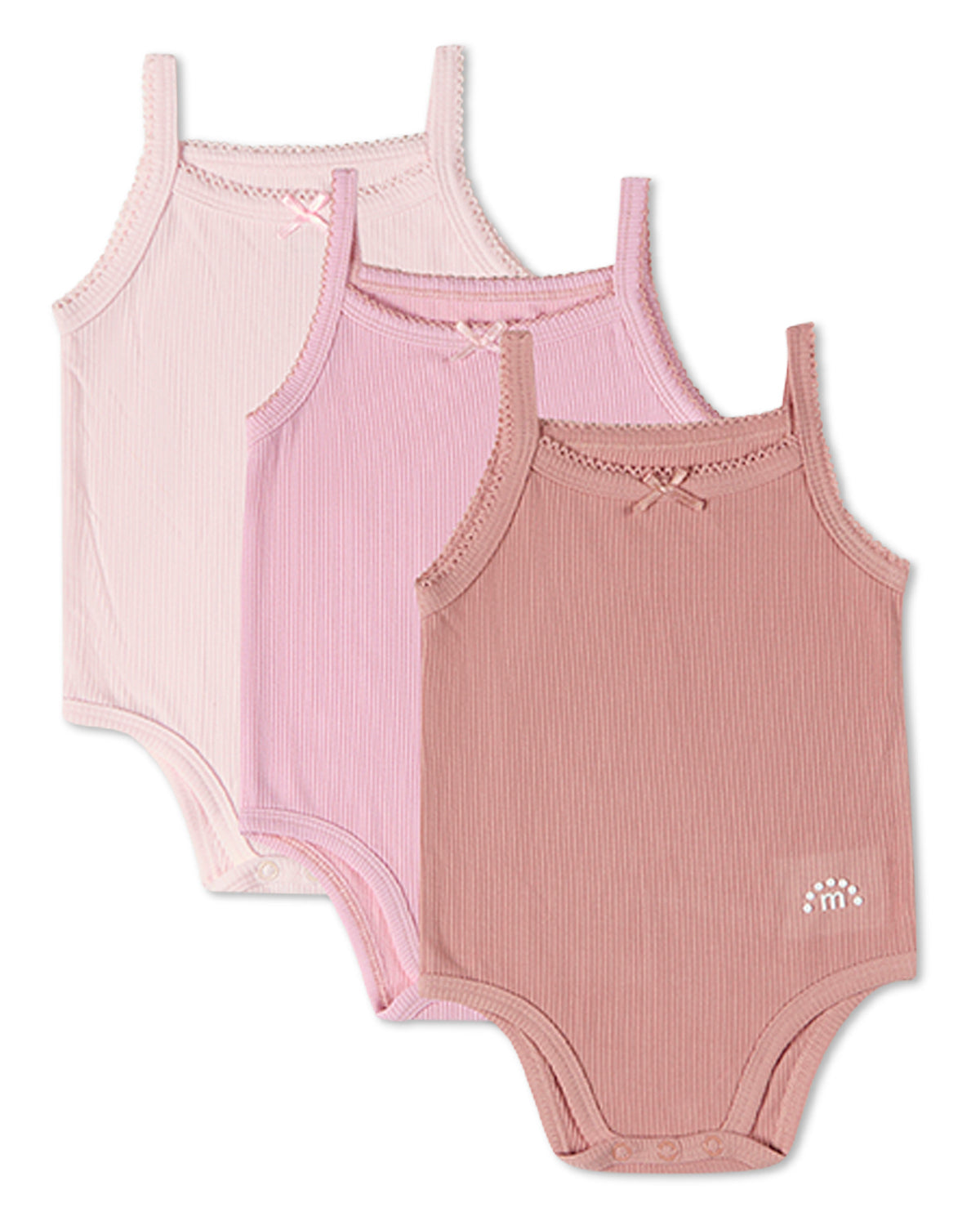 3 Pack Baby Mini-Ribbed Stretch Modal Solid-Color Bodysuits
