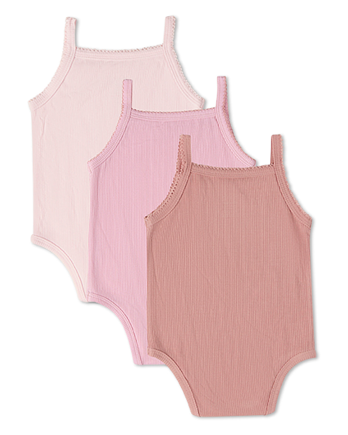 3 Pack Baby Mini-Ribbed Stretch Modal Solid-Color Bodysuits