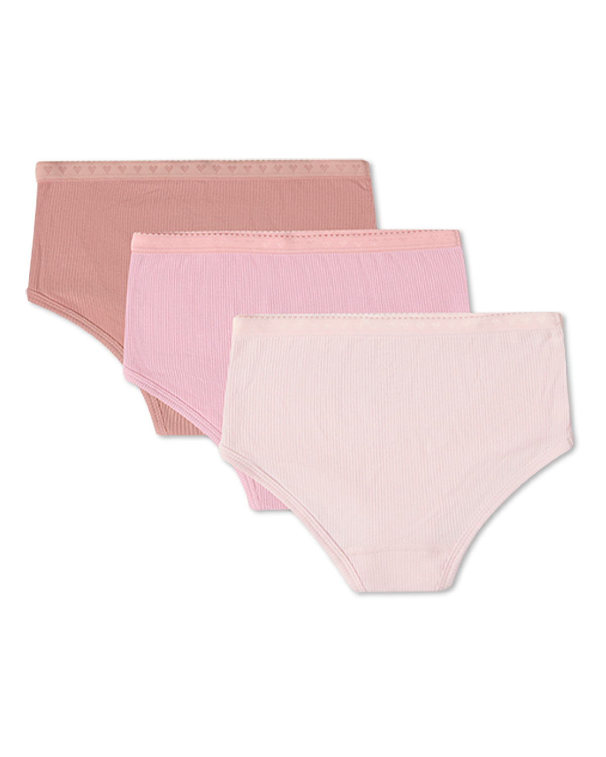 3 Pair Girls Ribbed Modal Blend Tag-Free Brief Panties, Solid Colors