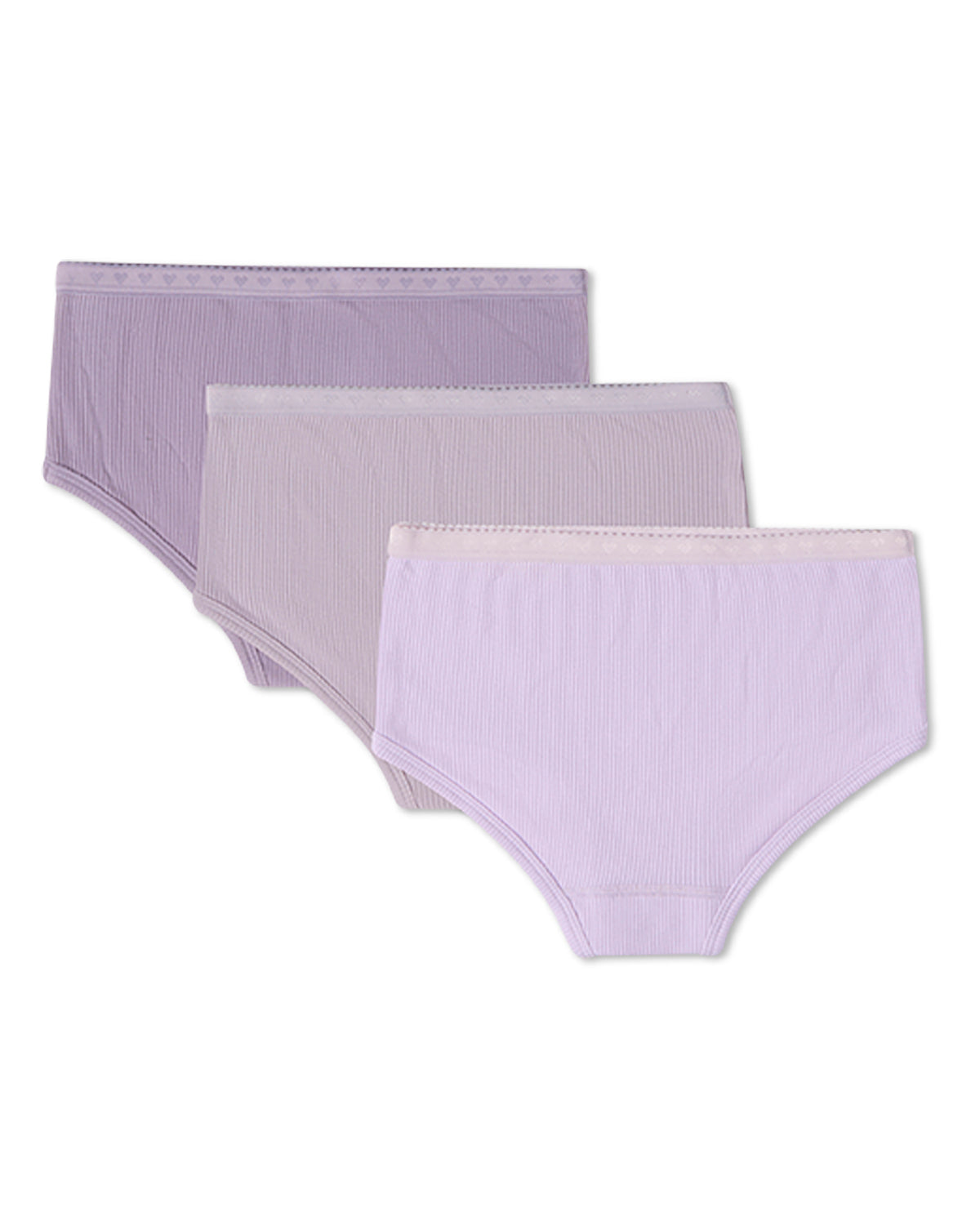 3 Pair Girls Ribbed Modal Blend Tag-Free Brief Panties, Solid Colors