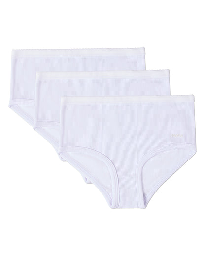3 Pair Girls Ribbed Modal Blend Tag-Free Brief Panties, Solid Colors