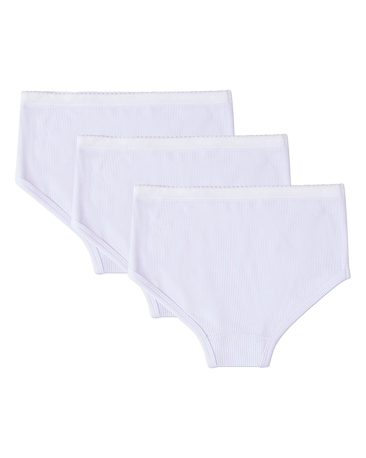 3 Pair Girls Ribbed Modal Blend Tag-Free Brief Panties, Solid Colors