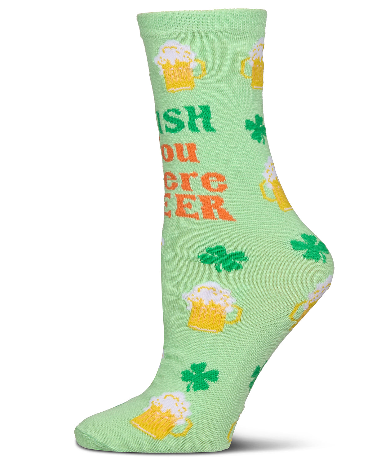 Irish You Were Beer Greeting Card Crew Socks : Color: Lime