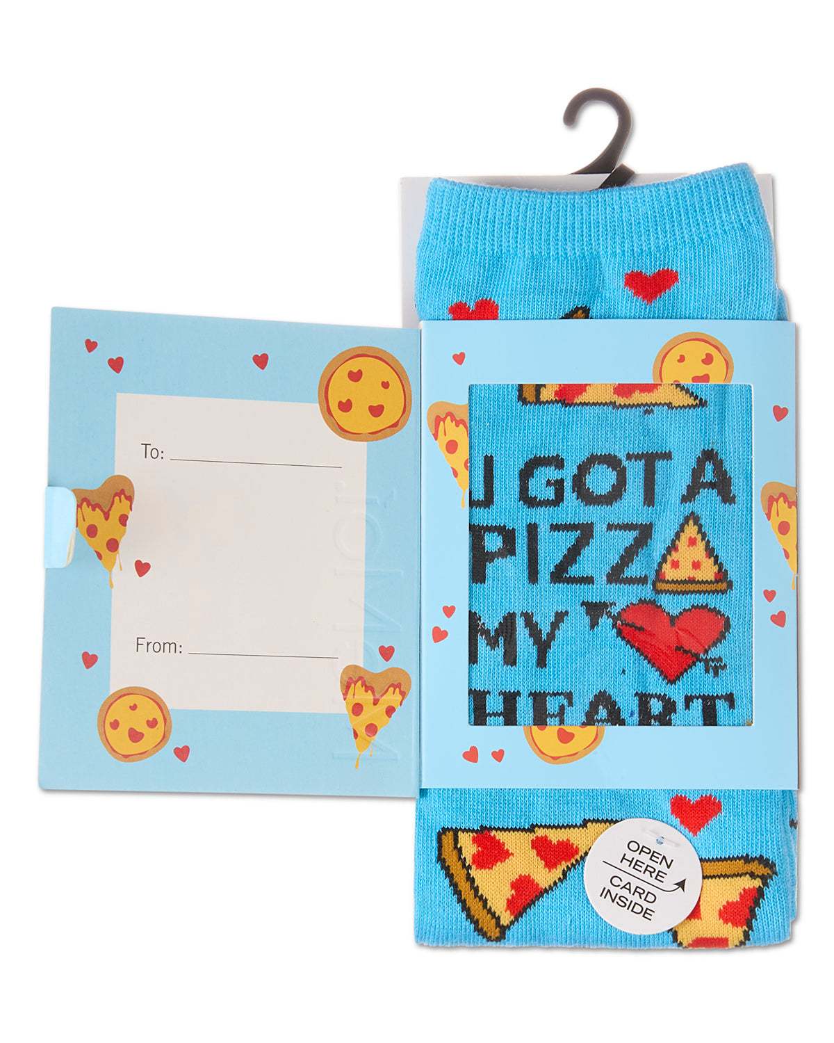 U Gotta Pizza My Heart Greeting Card Socks : Color: Blue Grotto