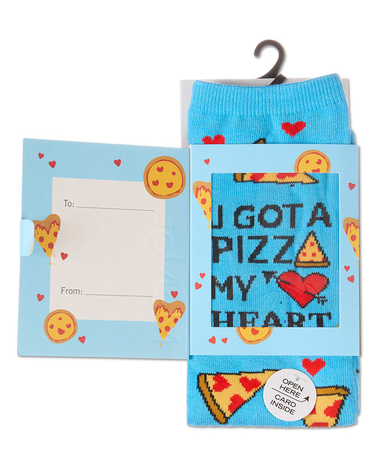 U Gotta Pizza My Heart Greeting Card Socks : Color: Blue Grotto