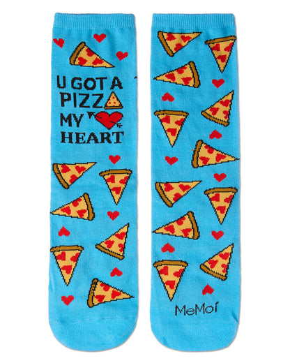 U Gotta Pizza My Heart Greeting Card Socks : Color: Blue Grotto