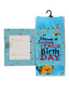 Have a FantasTACO Birthday Greeting Card Crew Socks : Color: Blue Grotto