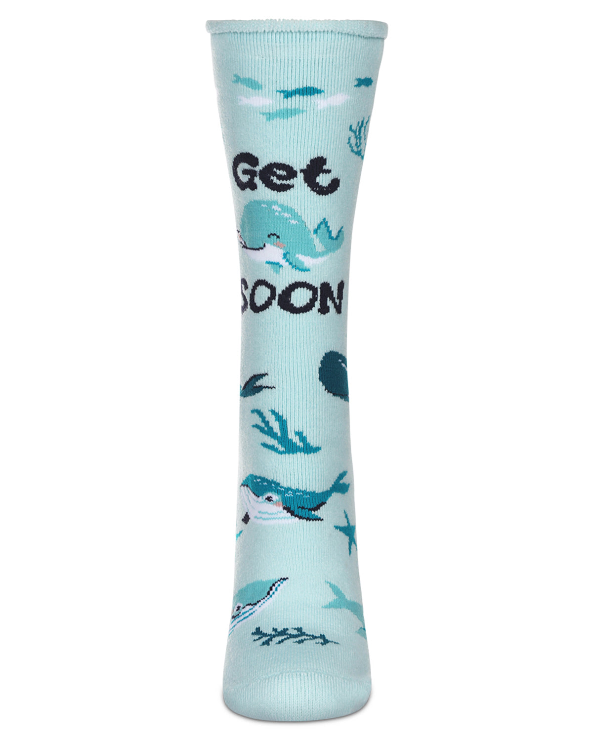 Get Whale Soon Greeting Card Crew Socks : Color: Light Blue