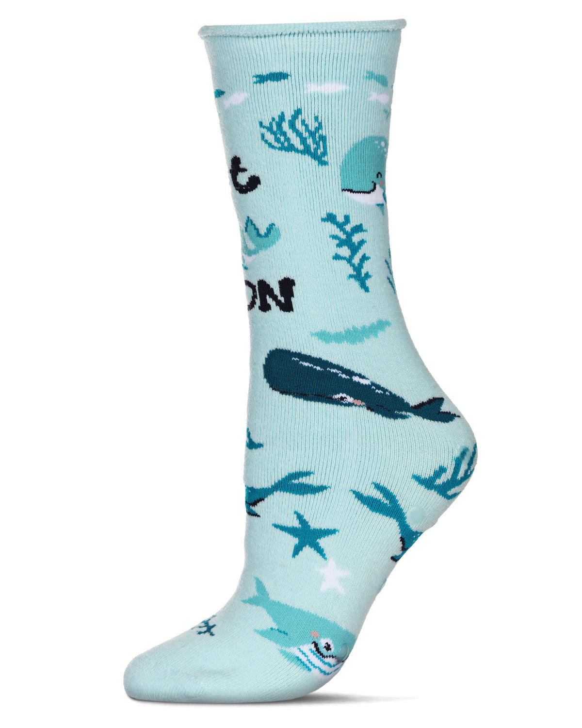 Get Whale Soon Greeting Card Crew Socks : Color: Light Blue