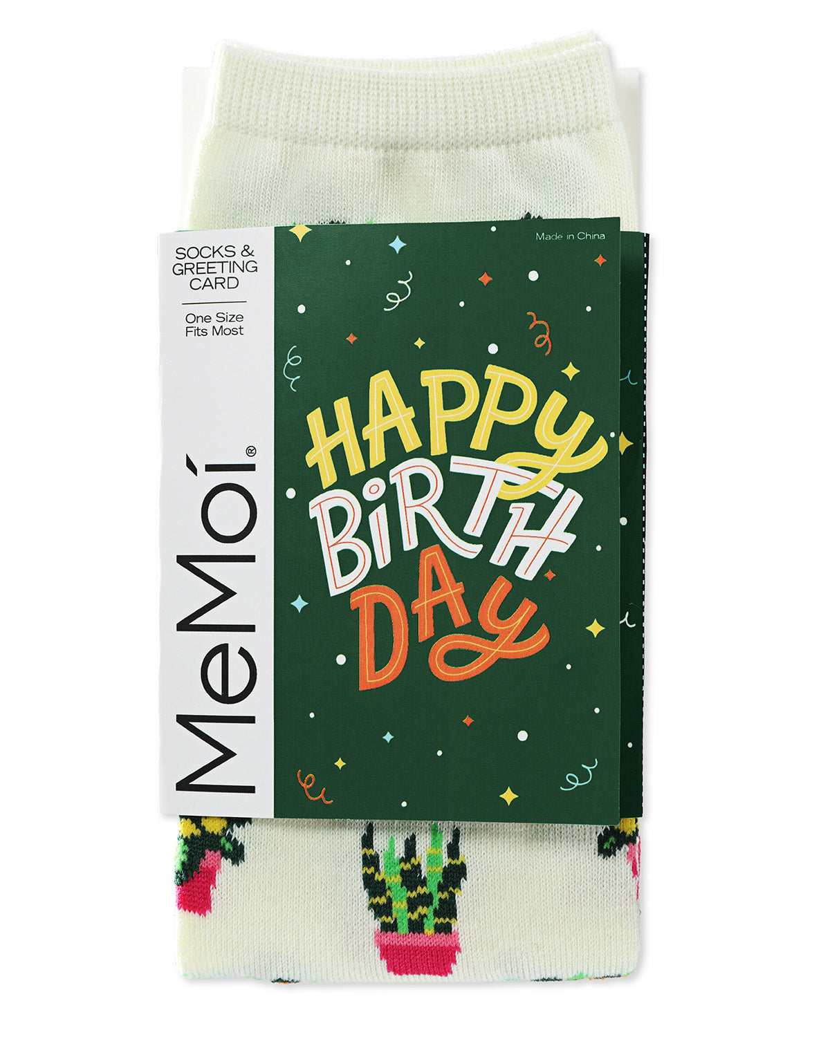 Have a Plantastic Birthday Greeting Card Crew Socks : Color: Marshmallow