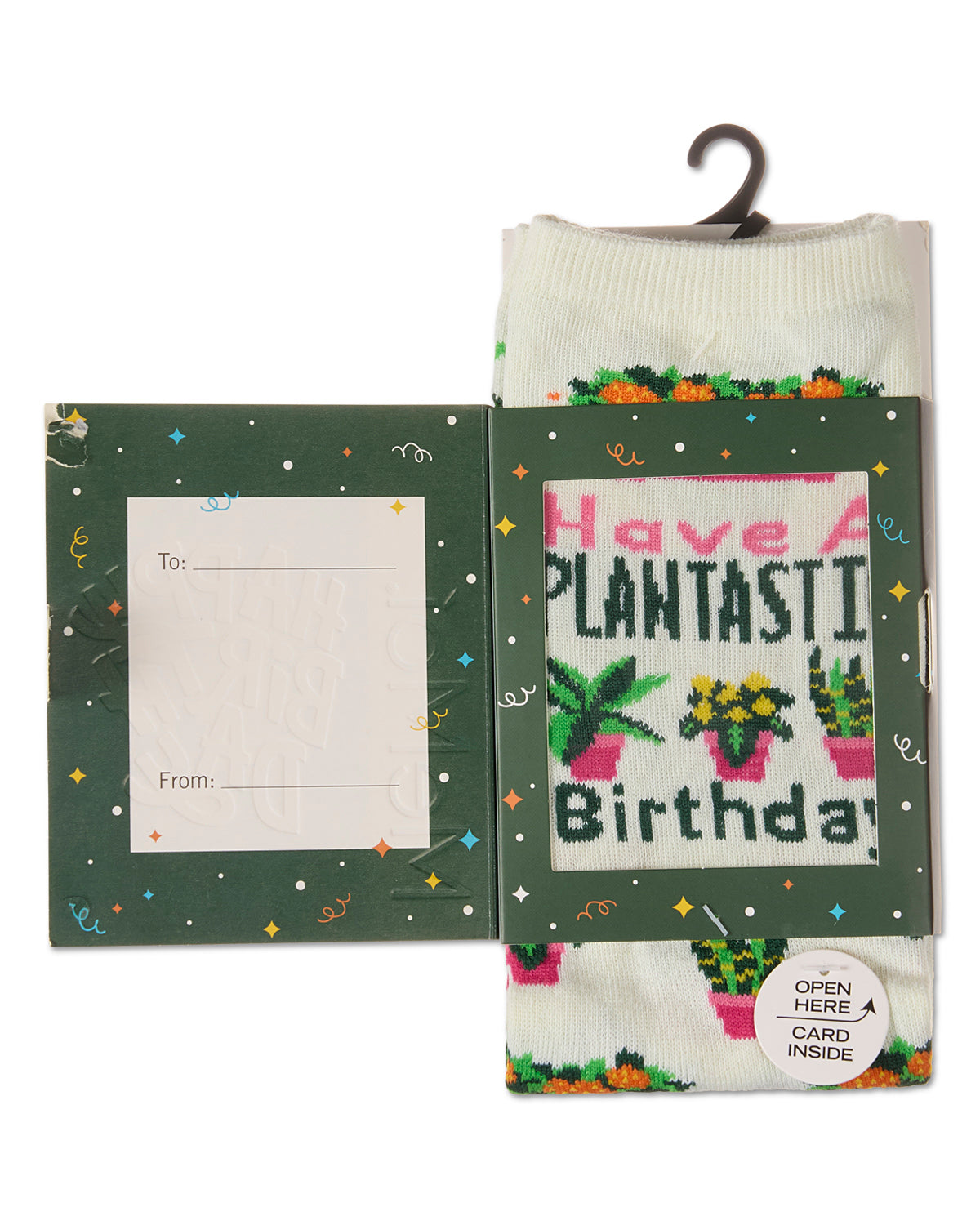 Have a Plantastic Birthday Greeting Card Crew Socks : Color: Marshmallow