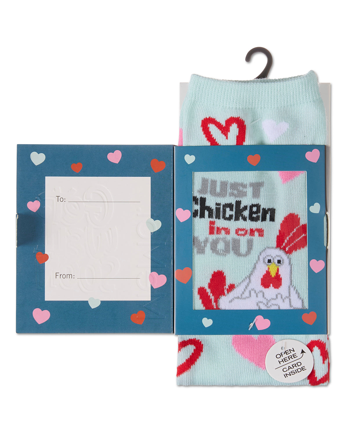 Just Chicken In On You Greeting Card Crew Socks : Color: Mint