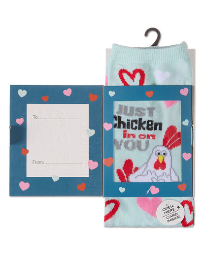 Just Chicken In On You Greeting Card Crew Socks : Color: Mint