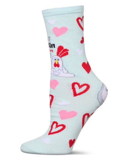 Just Chicken In On You Greeting Card Crew Socks : Color: Mint