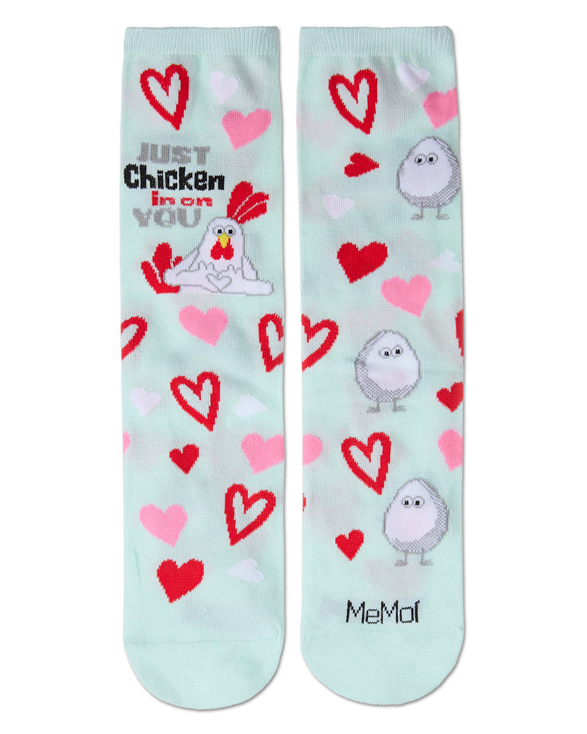 Just Chicken In On You Greeting Card Crew Socks : Color: Mint