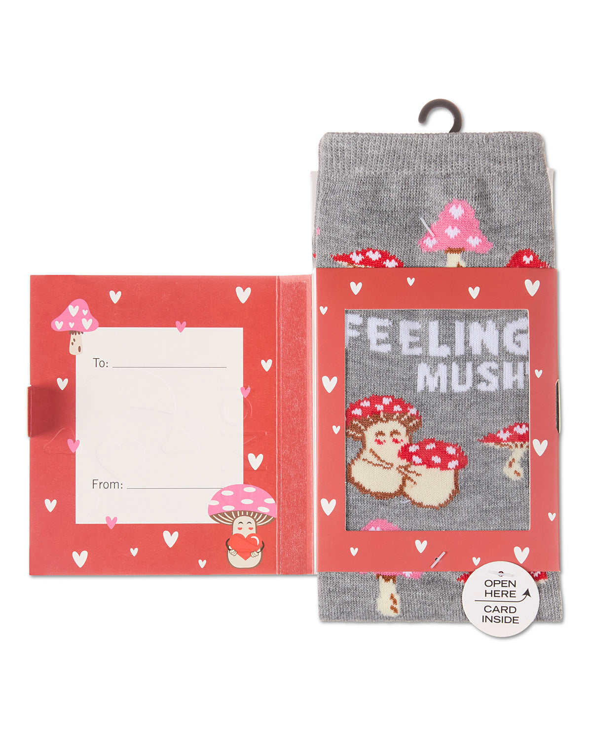 Feeling Mushy Greeting Card Crew Socks : Color: Med Gray Heather