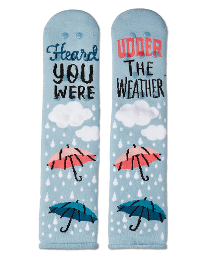 Udder The Weather Greeting Card Socks : Color: Sky Blue
