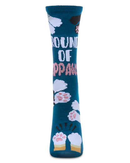 Round Of Appaws Greeting Card Crew Socks : Color: Blue Sapphire