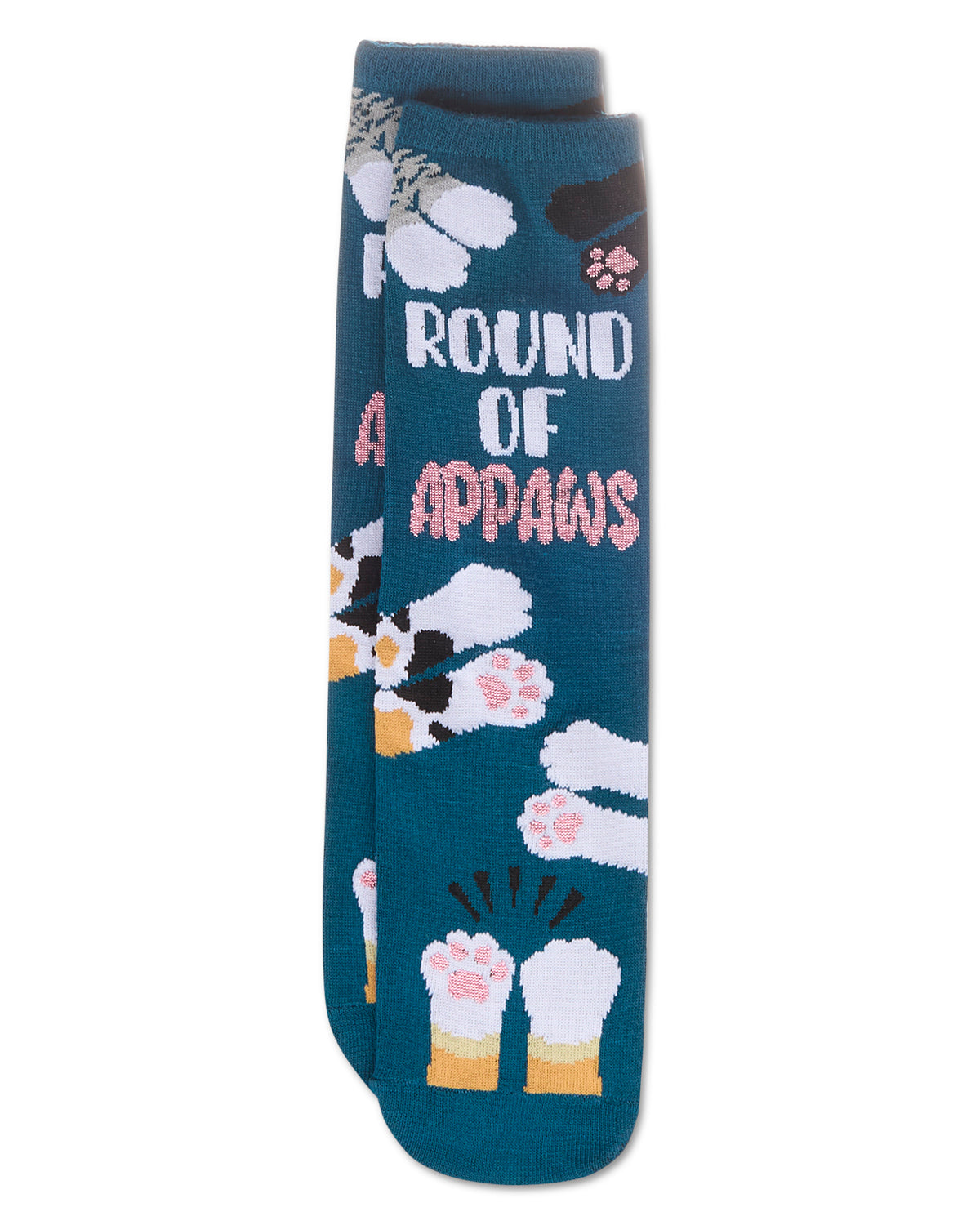 Round Of Appaws Greeting Card Crew Socks : Color: Blue Sapphire