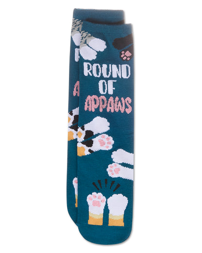 Round Of Appaws Greeting Card Crew Socks : Color: Blue Sapphire