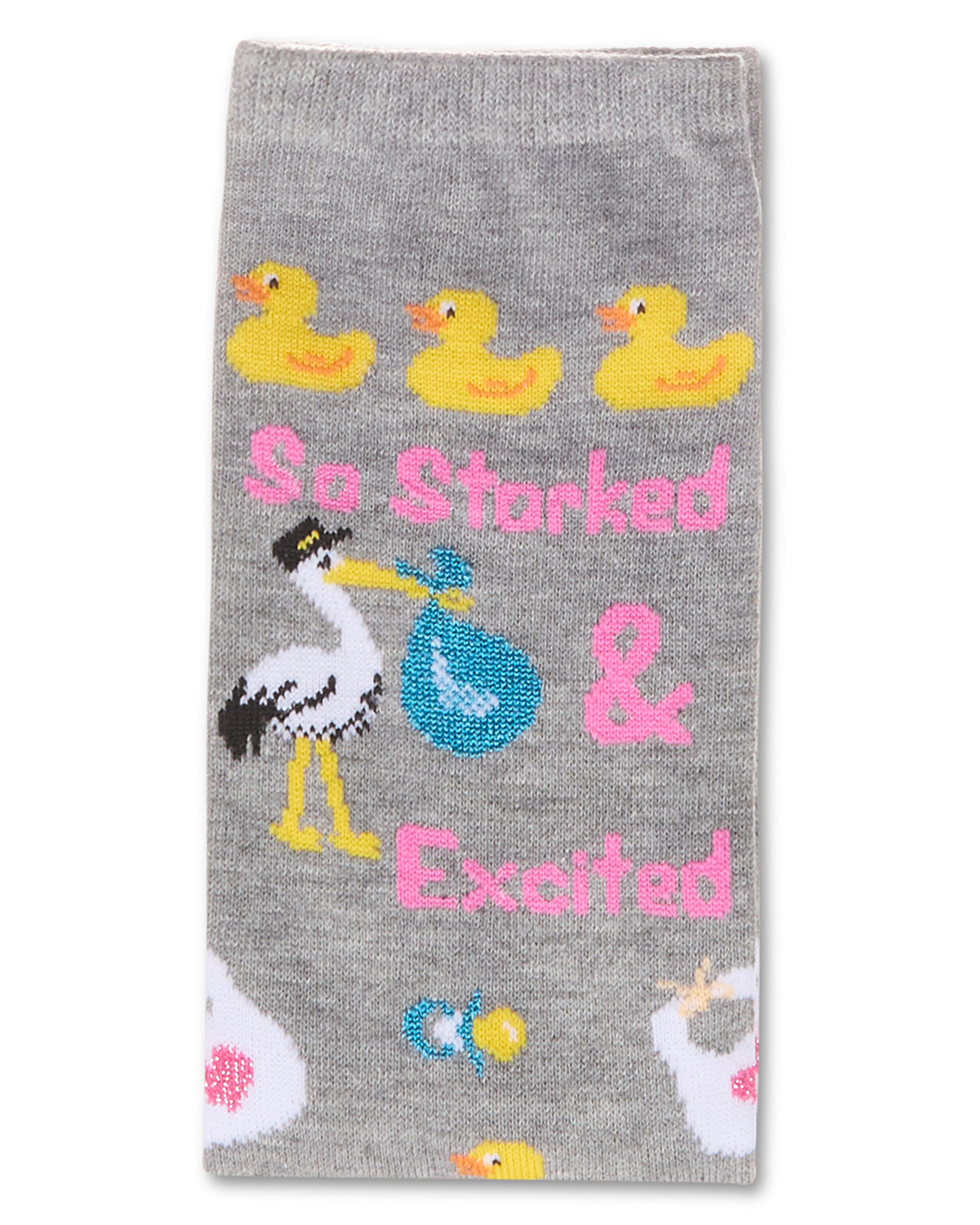 So Storked & Excited Greeting Card Crew Socks : Color: Med Gray Heather