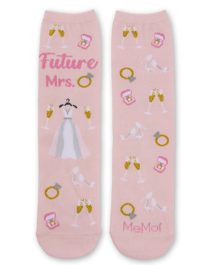 Future Mrs. Greeting Card Crew Socks : Color: Light Pink