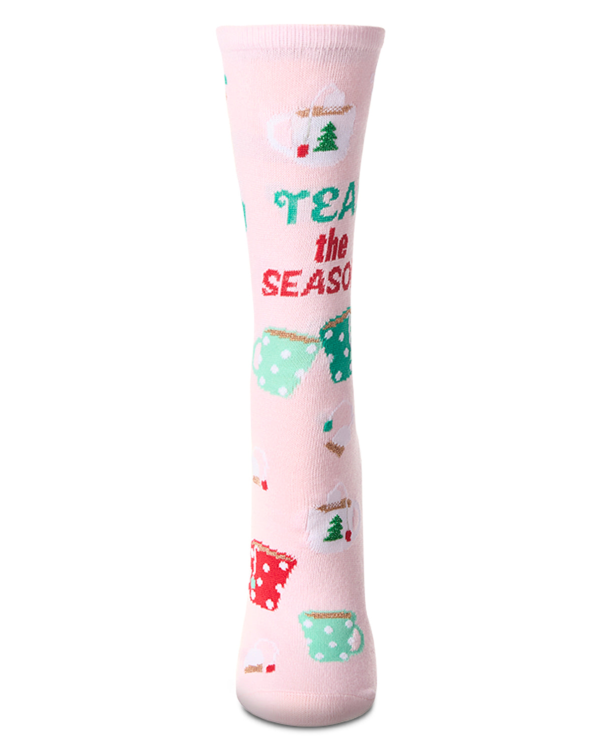 Women's "Teas The Season" Christmas Novelty Sock with Greeting Card : Color: Hot Pink