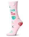 Women's "Teas The Season" Christmas Novelty Sock with Greeting Card : Color: Hot Pink