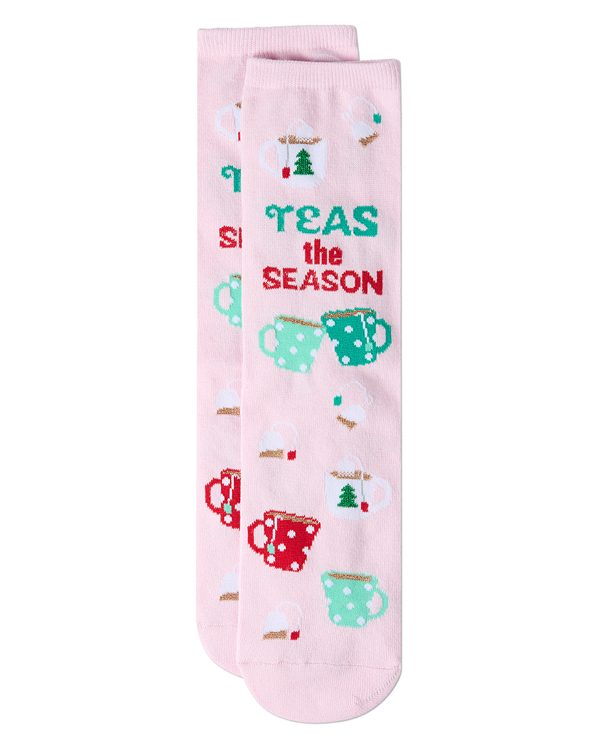 Women's "Teas The Season" Christmas Novelty Sock with Greeting Card : Color: Hot Pink
