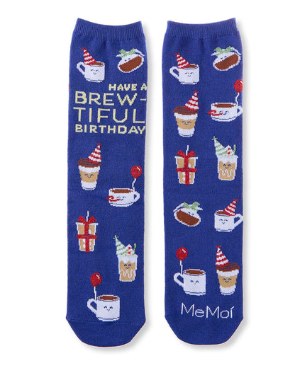 Women's "Have A Brew-Tiful Birthday" Greeting Card Novelty Sock