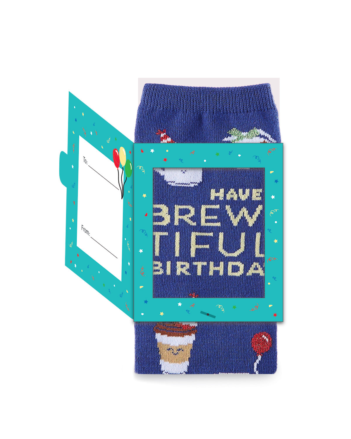 Women's "Have A Brew-Tiful Birthday" Greeting Card Novelty Sock